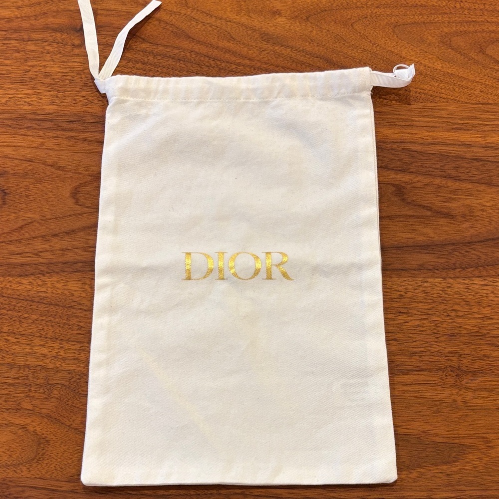 DIOR Dust Bag - Drawstring - White and Gold - 9x13